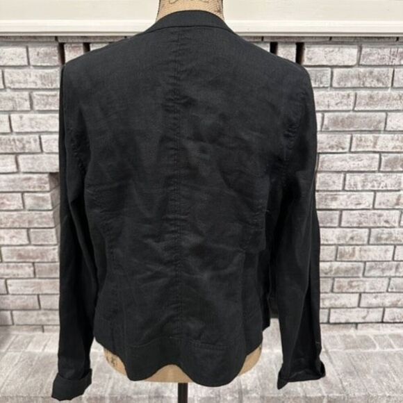 Garnet Hill black linen open drape front cardigan medium size 10 Minimalist - Picture 10 of 10